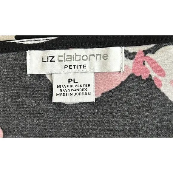 Liz Claiborne Women PL Pink Floral Sleeveless Black Shirt Business‎ Casual - Image 5