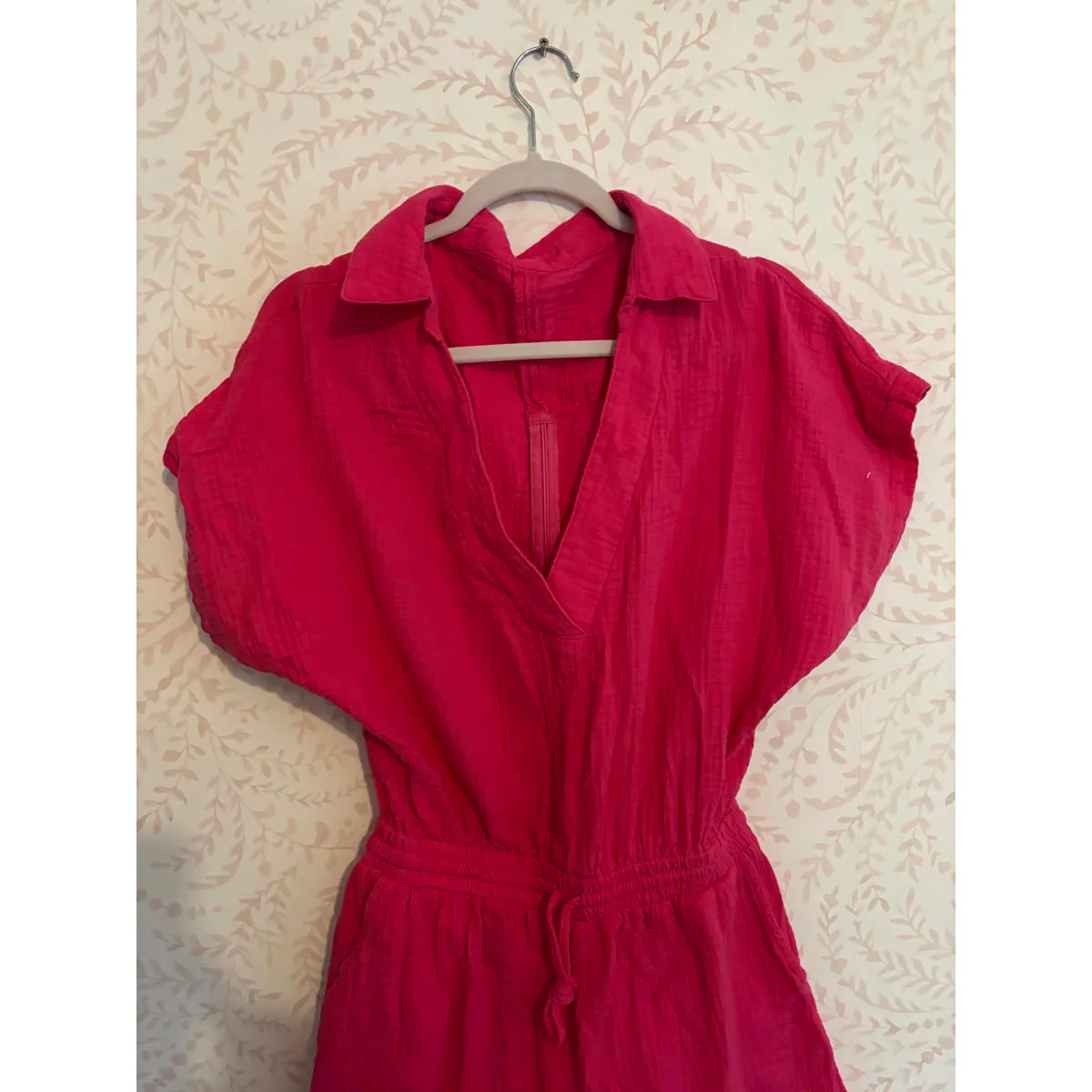 Cupshe Pink Romper  Drawstring Waist Collar Open Back - Image 3