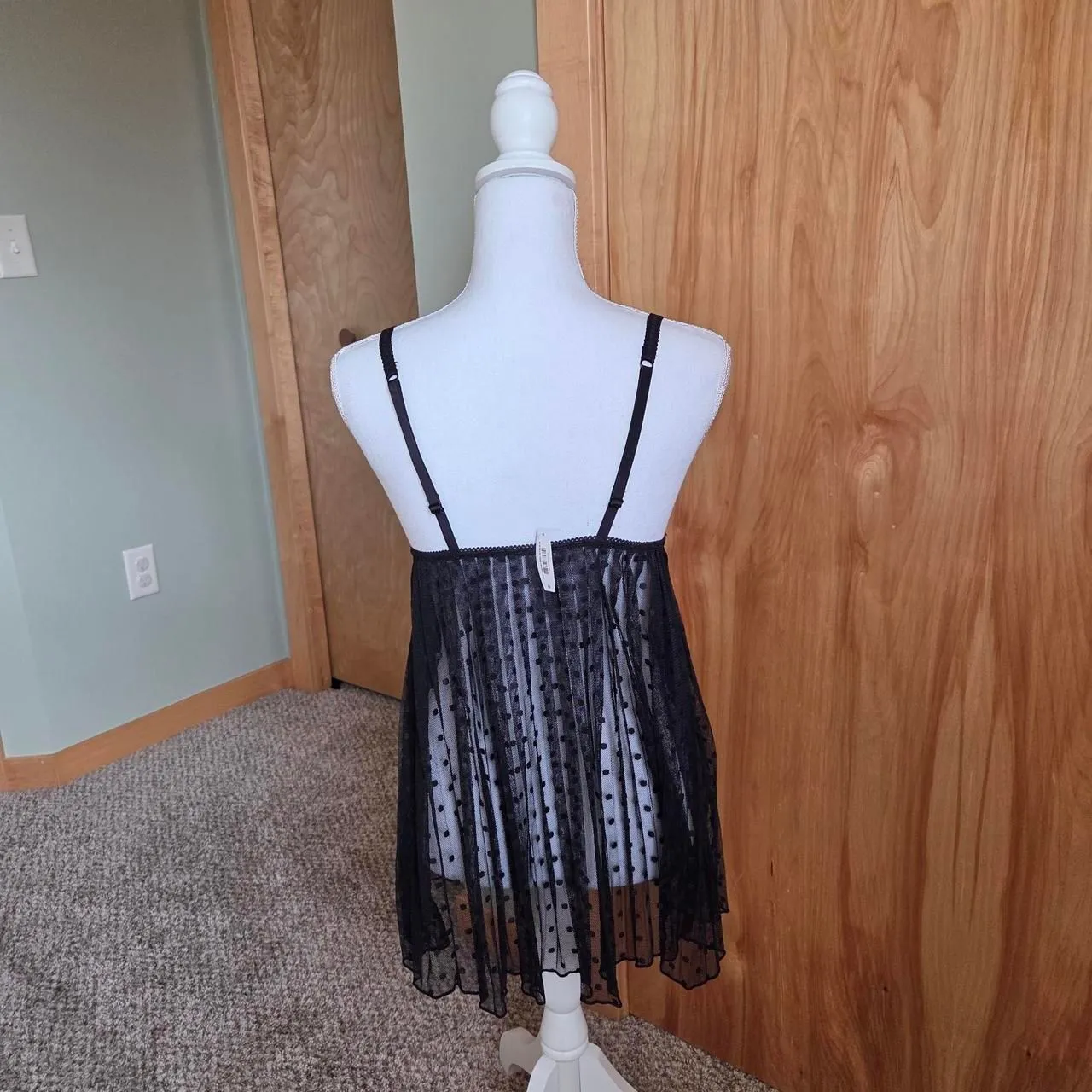 Adore Me Black Polka dot Mesh Babydoll Slip Lingerie - Image 2