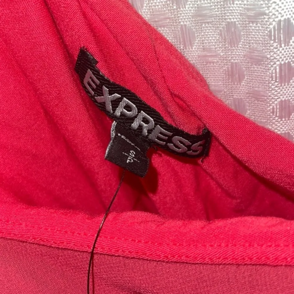 Express Cocktail Dress Size S Coral Pink chiffon One Shoulder Tie Waist Party. - Image 4