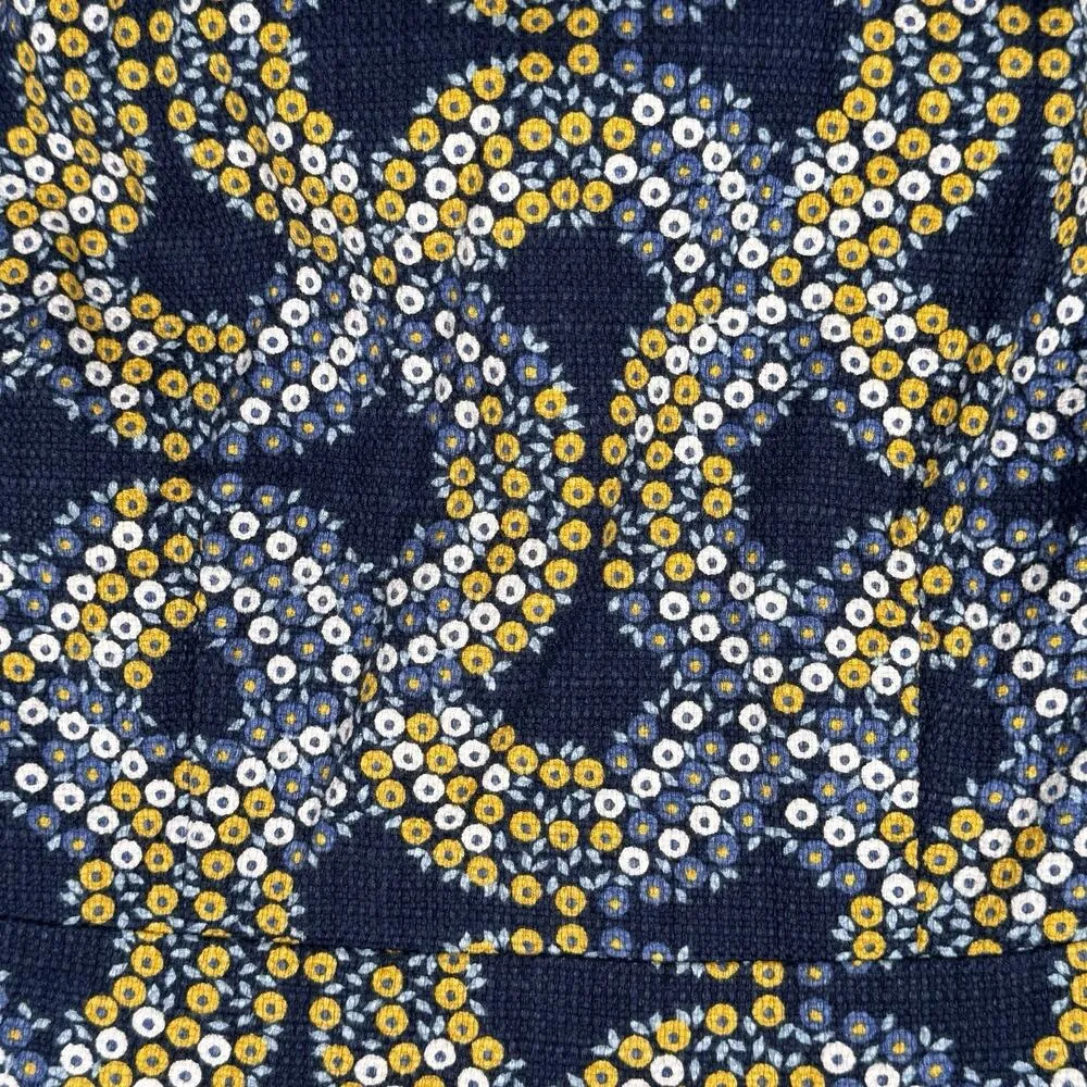 Boden Dress Women 6 Petite Blue Yellow Geometric Martha Sheath Dress Retro Style Size 6P - Image 6