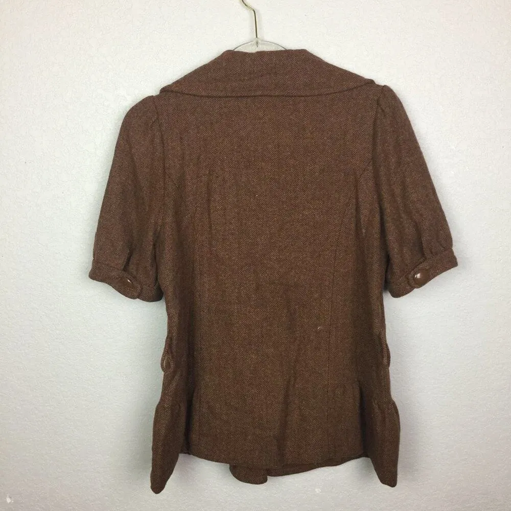 FOREVER 21 Wool Short Sleeve Belted Coat Sz L - Image 4