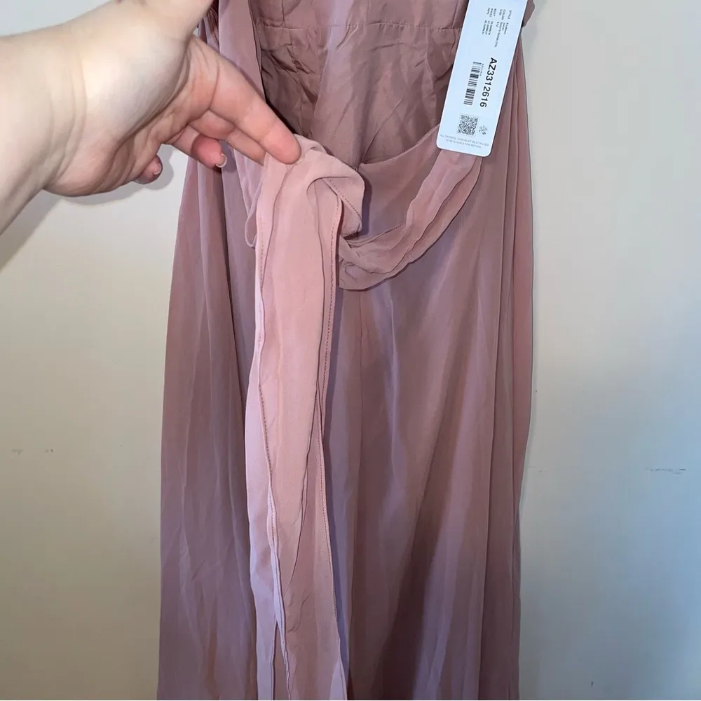 Azazie Evalleen Dusty Rose A-Line Pleated Chiffon Dress Size 12 - Image 12