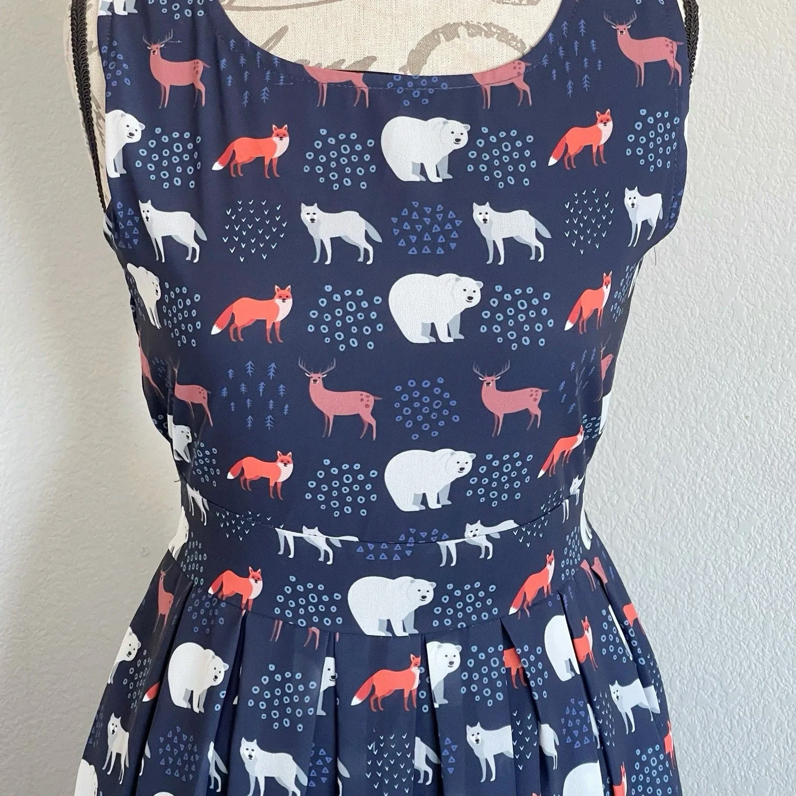 L.A. Soul Womens Dress Sz Small Animal Print Whimsical Quirky Nature Fall Autumn - Image 5