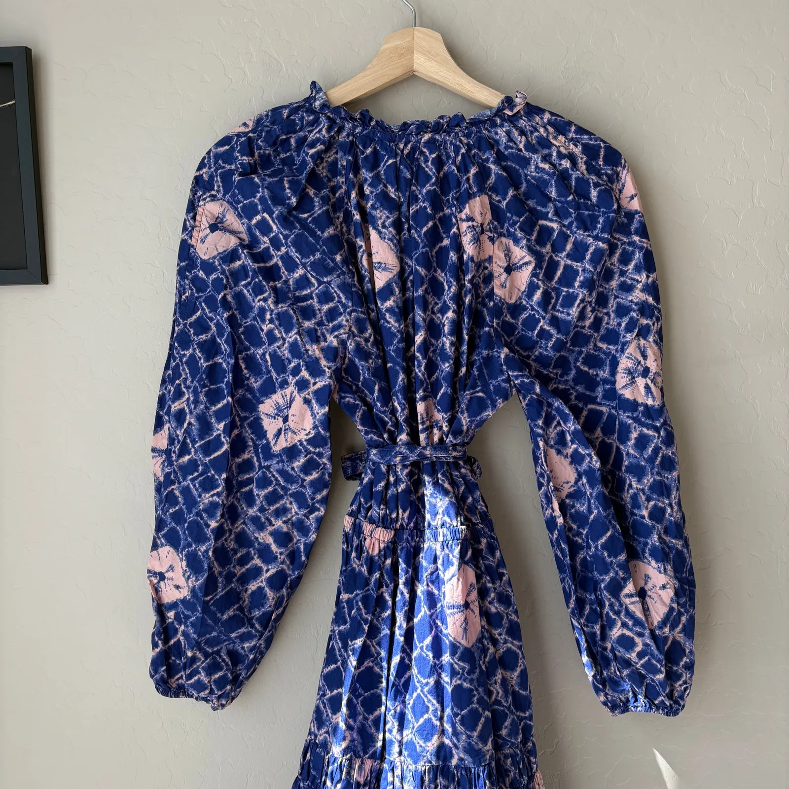 Ulla Johnson Dress Blue Geo Floral Print Bevyn Long Sleeve Midi Dress Size 2 - Image 9