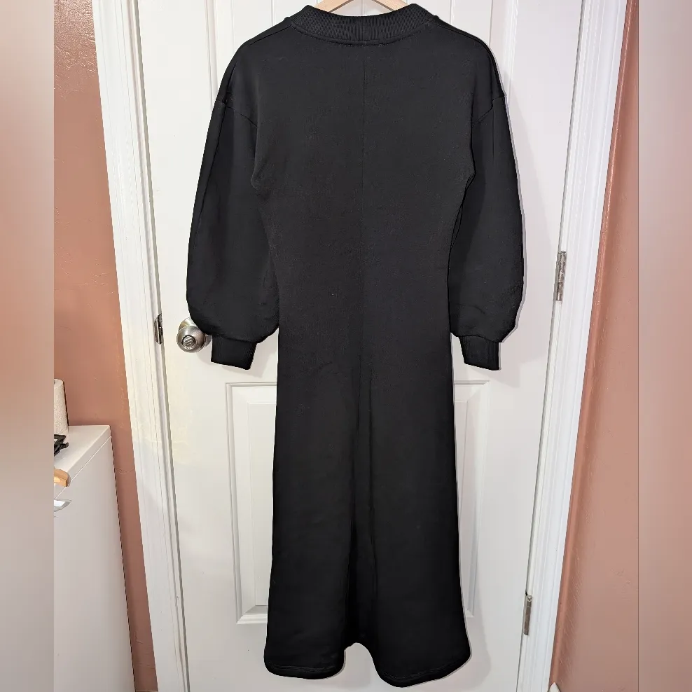 Rodejar V Neck Fleece Lined Midi Dress X Small Black Size XS - Image 2