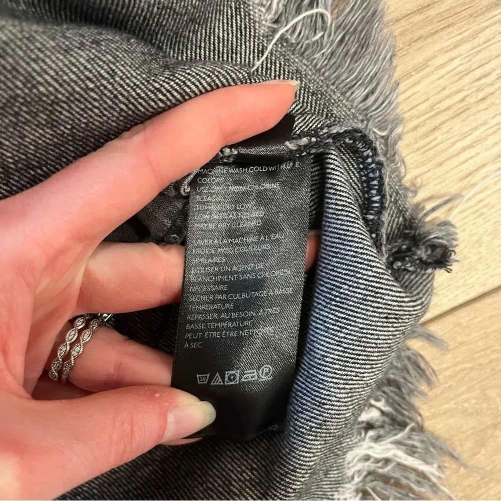 We the Free People Bailey Black Denim Frayed Raw Hem Jean Mini Skirt Size 24 - Image 5