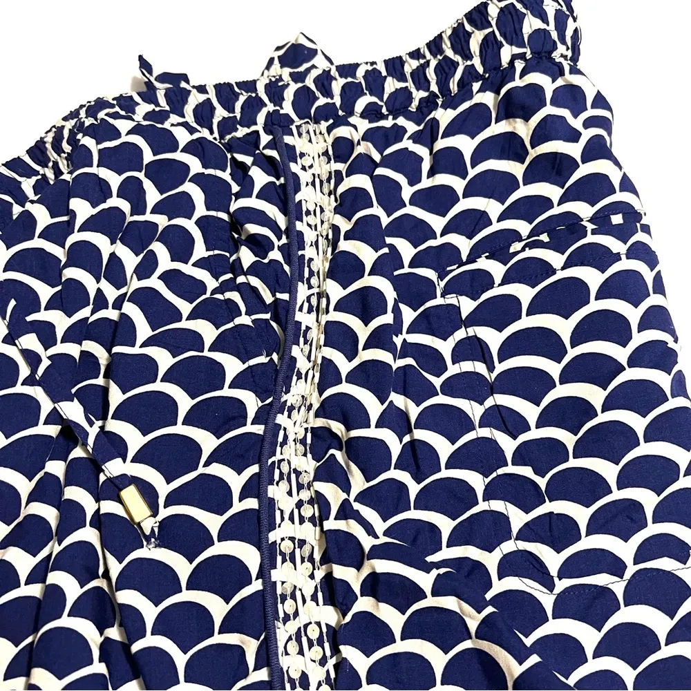 Anthropologie Blue Scalloped Motif Beaded Joggers Pants - Image 7