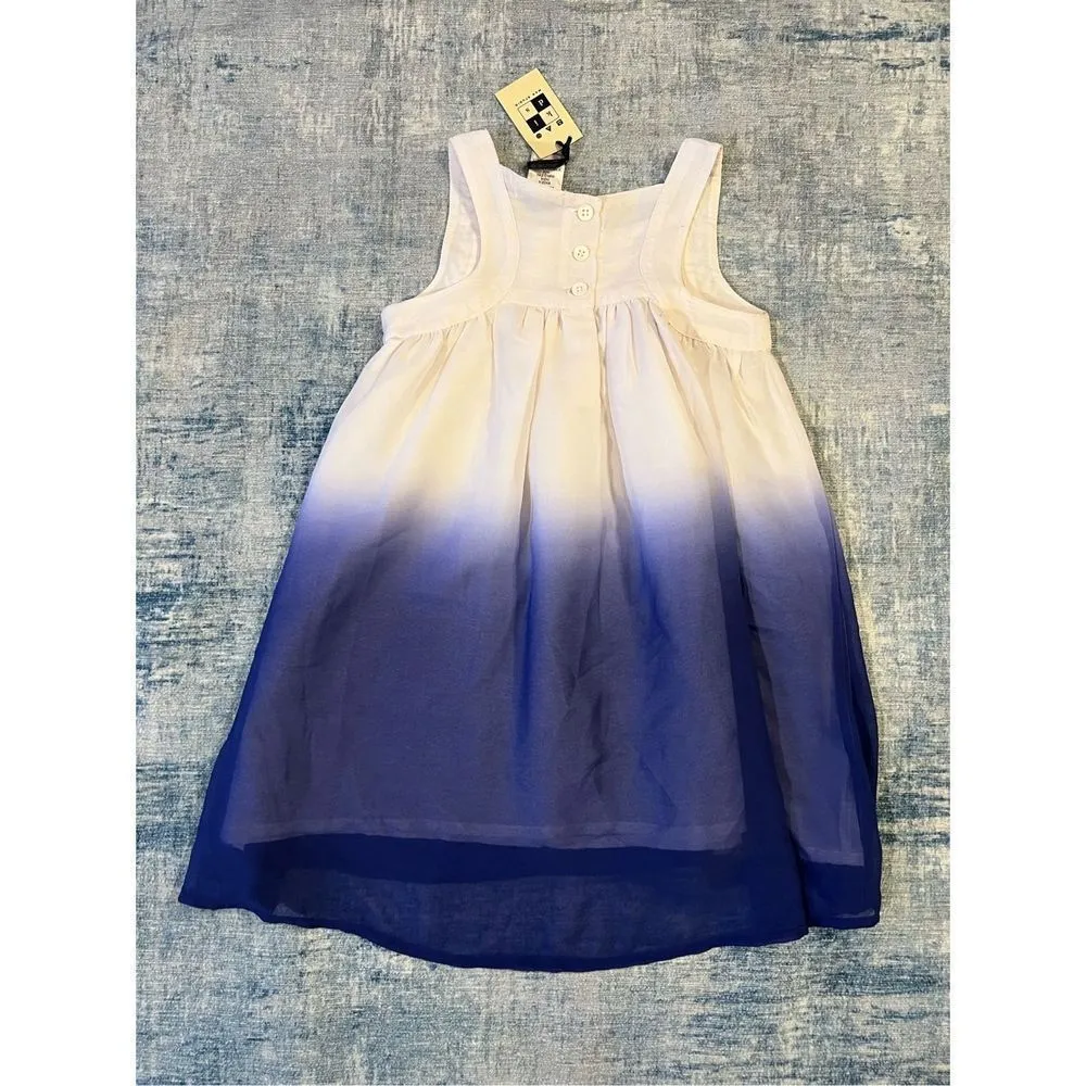 Max Studio NWT!  Gradient Ombre White Blue Embroidered Dress 4T - Image 2