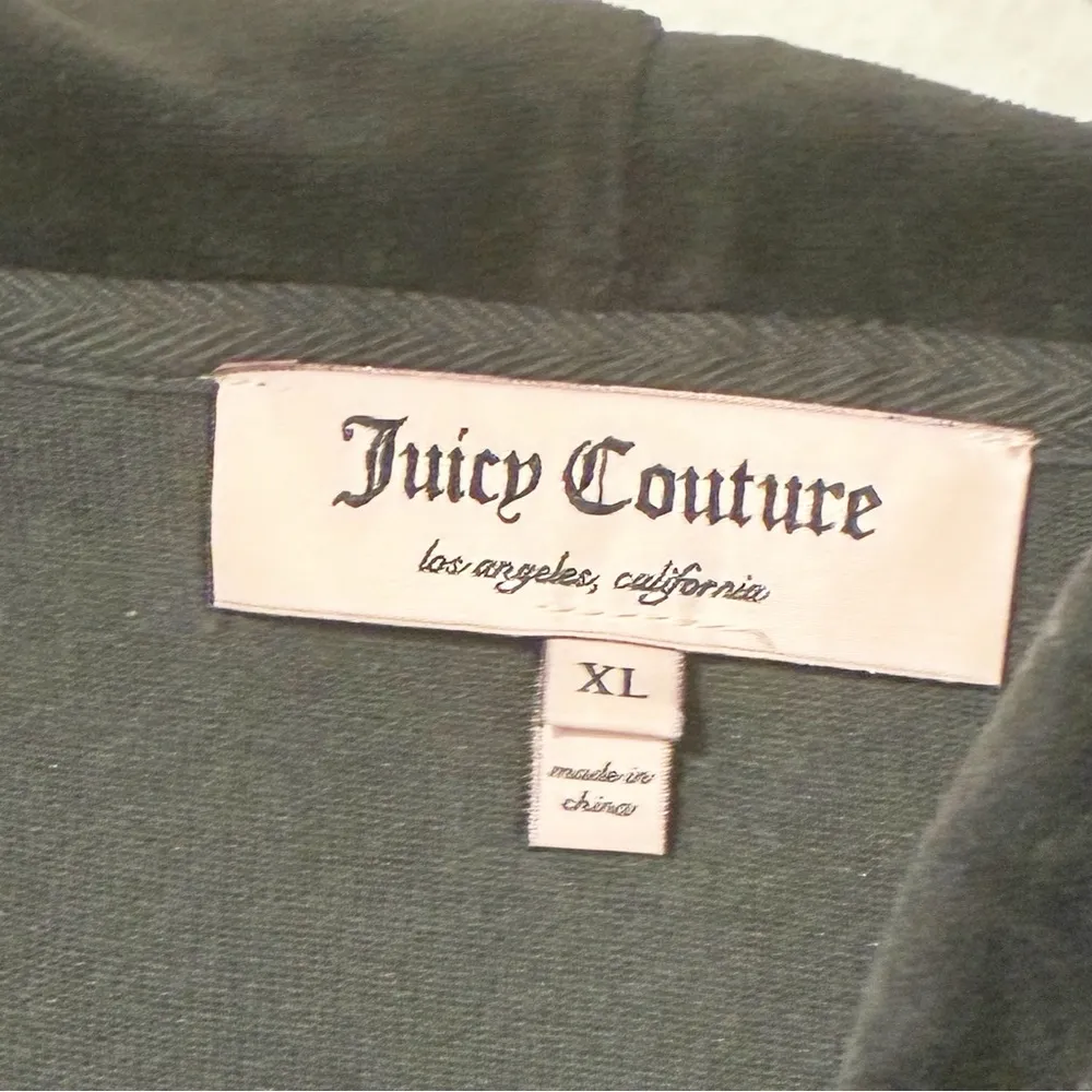 Vintage Juicy Couture Size XL Dark Grey Pink Crown Full Zip Velour Hoodie - Image 3