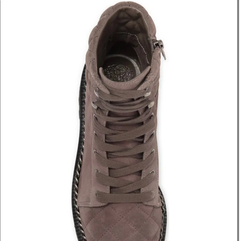 Vince Camuto Merindil Taupe Quilted Suede Combat Boot 6 NEW - Image 4