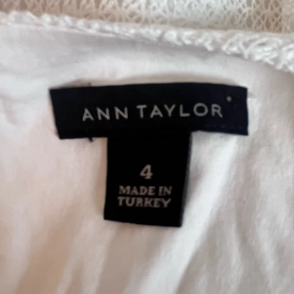 Ann Taylor Size 4 White Sleeveless Embroidered Floral Lace Sheath Dress - Image 9