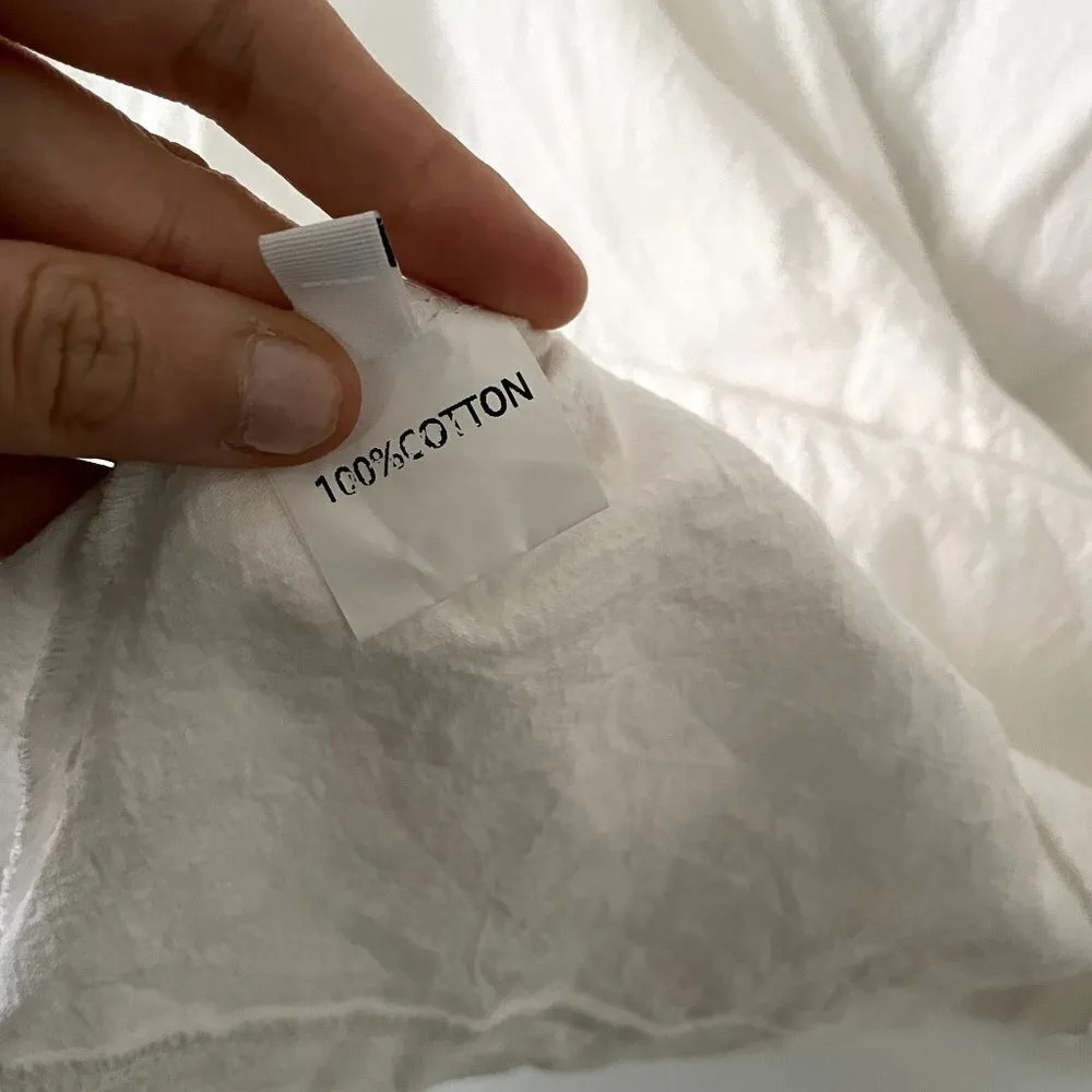 Cotton white Egyptian style sheath dress gold embroidery detail neckline sleeves Size M - Image 4