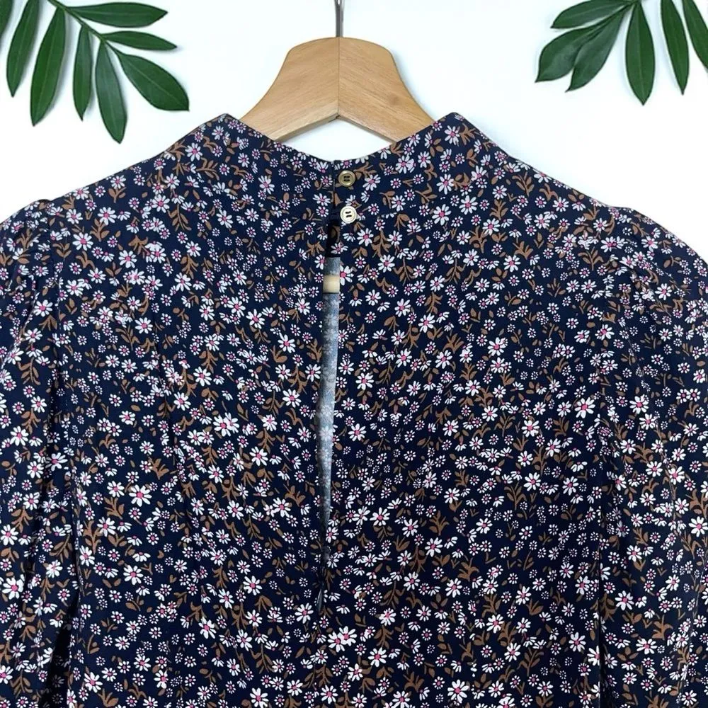 LOFT Long Sleeve Mock Neck Mini Dress in Forever Navy Ditsy Floral - Image 9