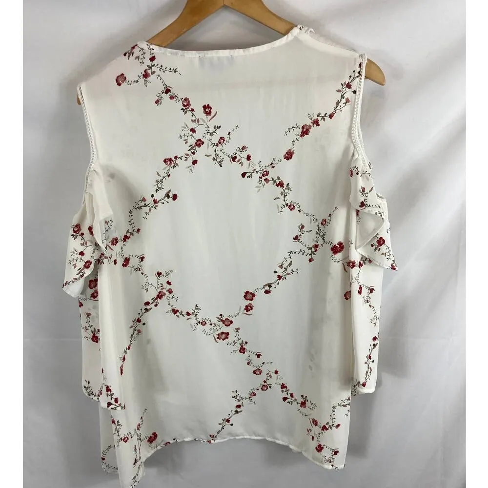 Stitch Fix Market & Spruce Floral Cold Shoulder Kimono top size small - Image 5