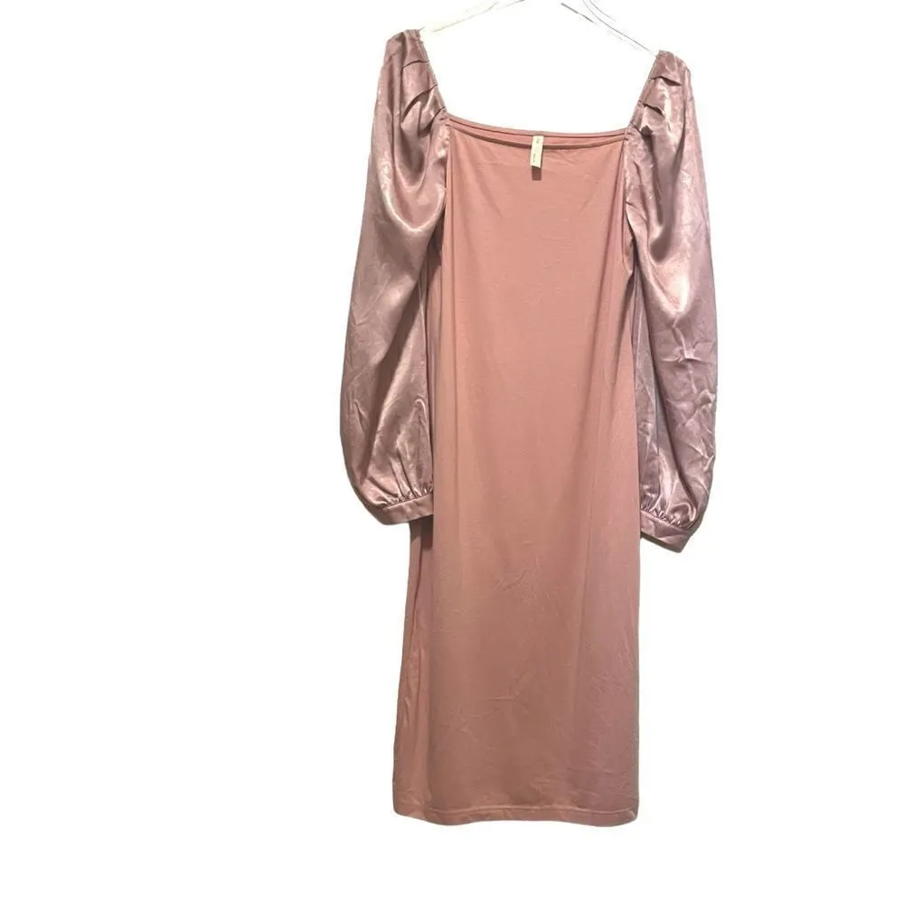 NAP‎ Loungewear Square Neck Puff Sleeve Midi Dress in Pink Size Medium - Image 8