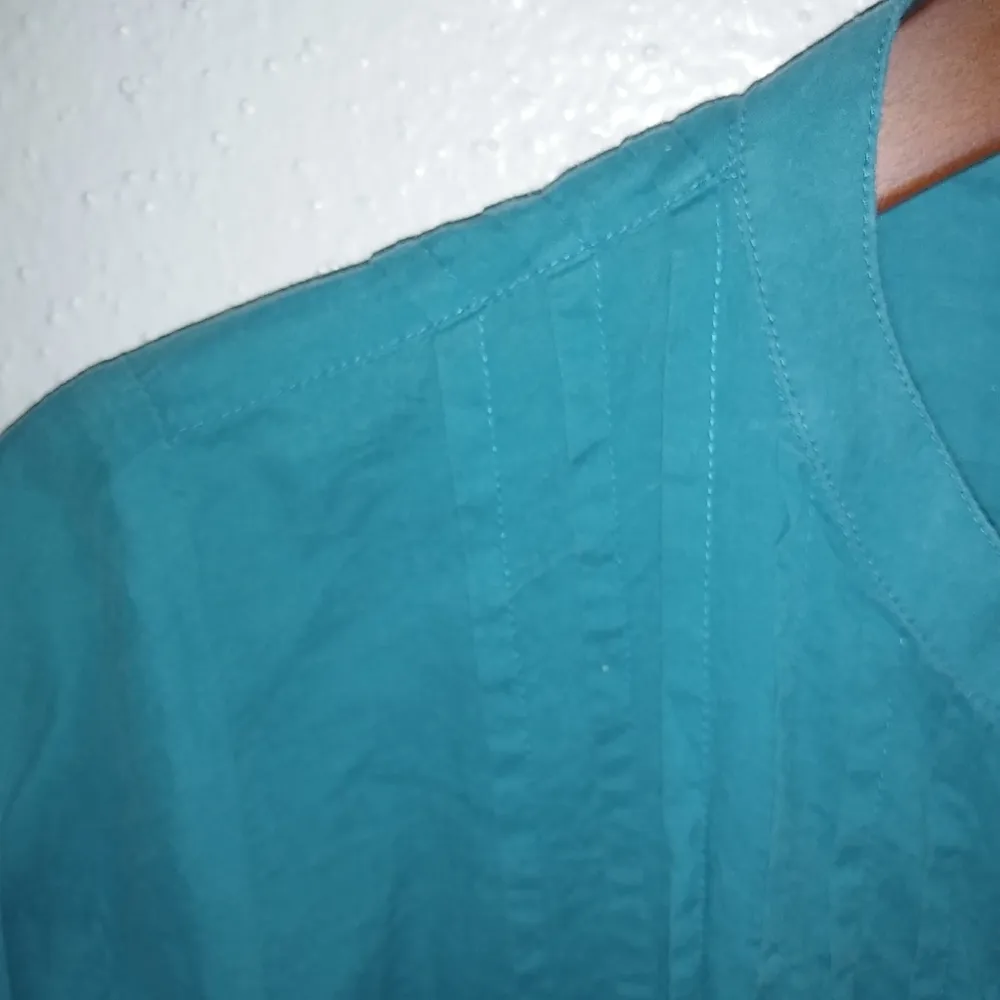 EGO LP Kurta Smocked Cotton Dress Petite in Turquoise Gold Paint Petite - Image 12