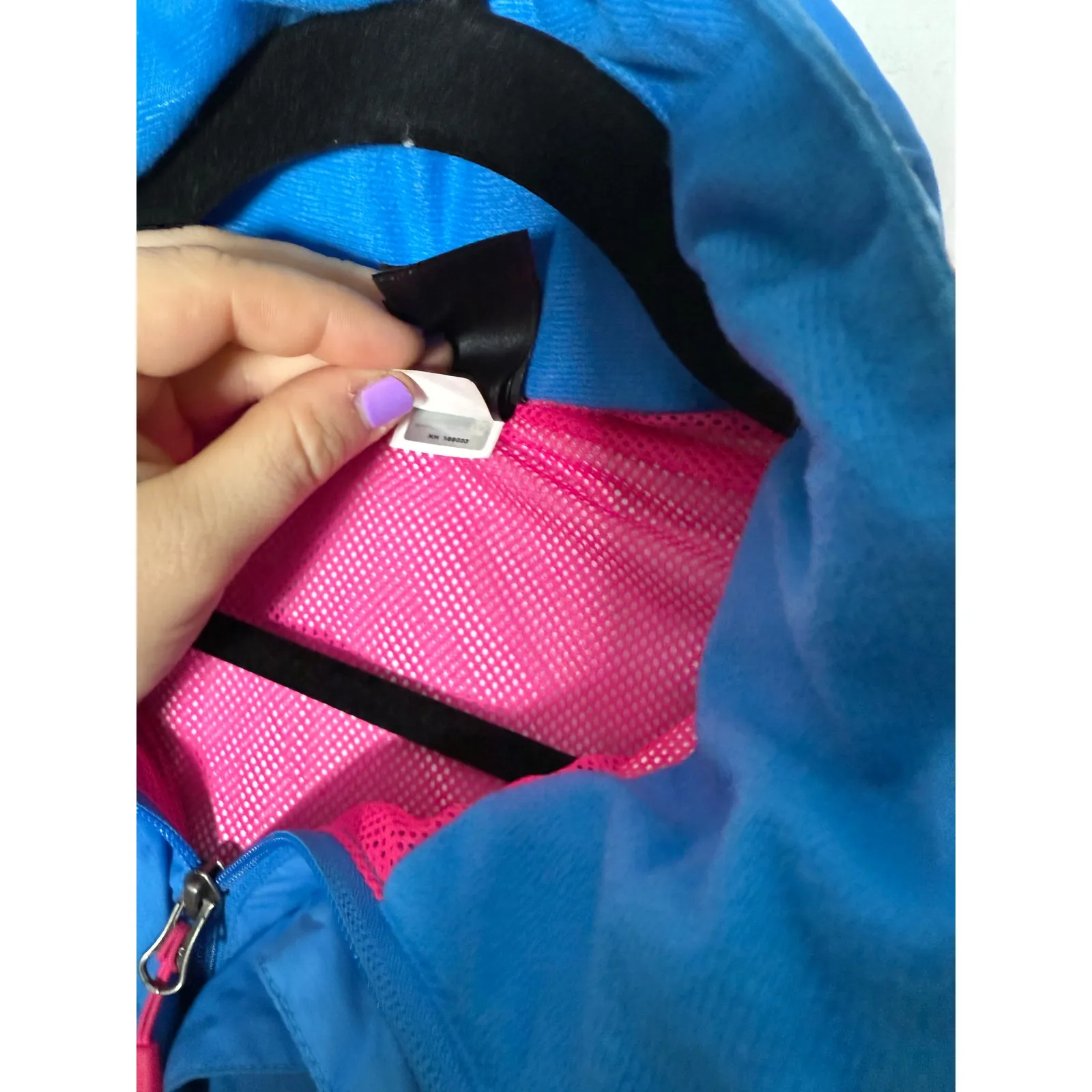 The North Face Blue Pink Hyvent Lightweight Hooded Rain Jacket Women's Large - Image 9