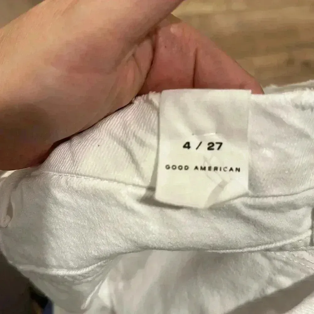 NEW Good American Good '90s Duster Natural Fray in White035 Sz 4/27 - Image 3