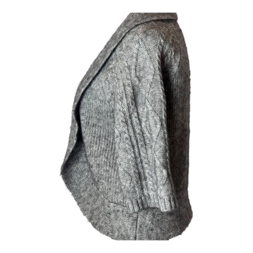 Chico's Sweater Women‎ Medium Gray Wool Blend Cable Knit Open Bolero Cardigan - Image 6