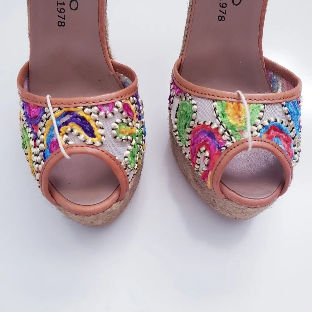 Anthropologie Gaimo Colorful Brazilian Embroidered Espadrille Wedge - Image 3