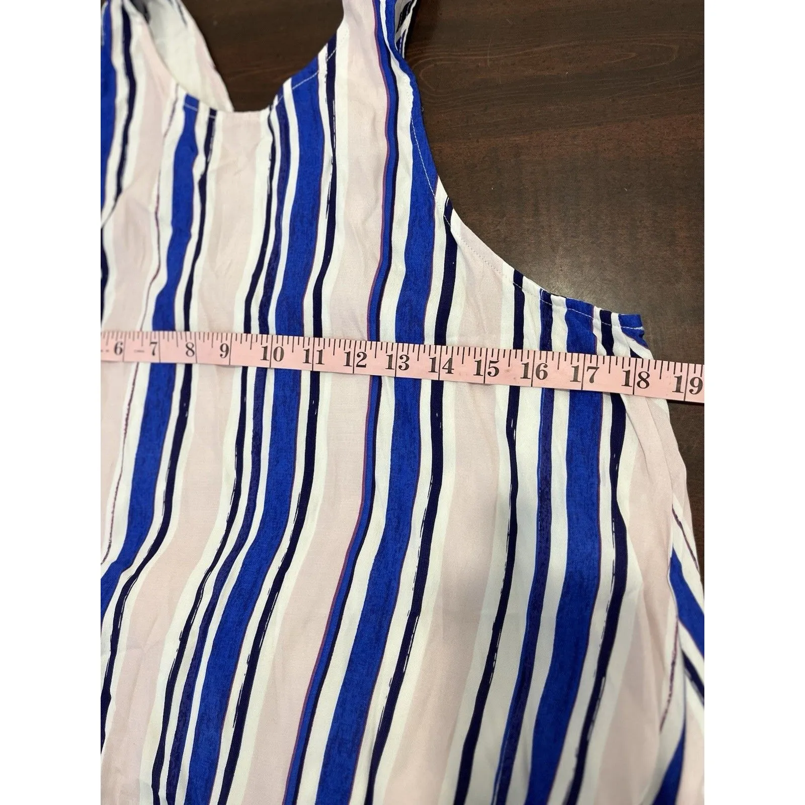 ASTR the Label Dress M Rena Striped Mini Shift Blue Pink Racerback Sleeveless - Image 6