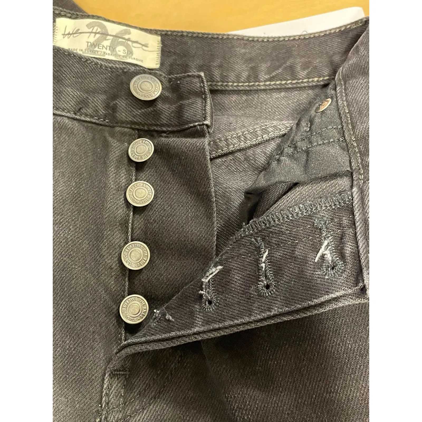 Free People Jeans 26 Maggie Black Mid Rise Grunge Button Fly Festival Whimsygoth - Image 4