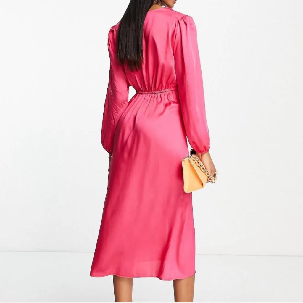 River Island Vibrant Pink Satin Garden Affair Dress - Image 9