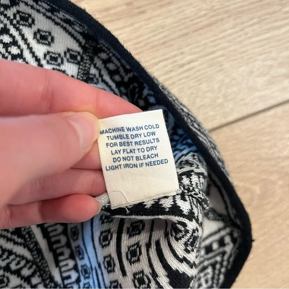 Title Nine Black White A-Line Sweater Skirt Cotton Blend Paisley Mini Size XS - Image 3