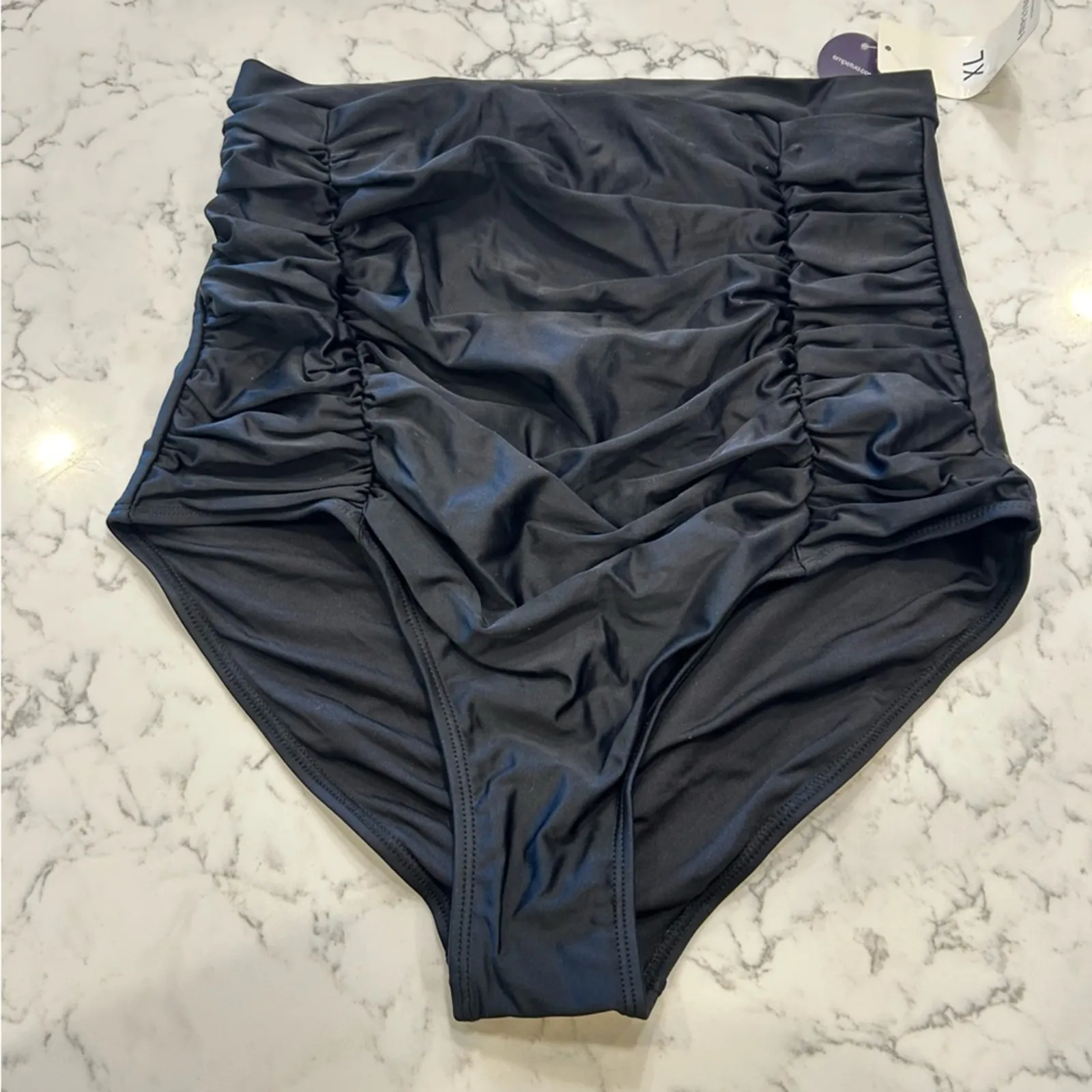 NWT Empetua Shapermint Black High Waisted Control Bikini Bottom Size XL - Image 2