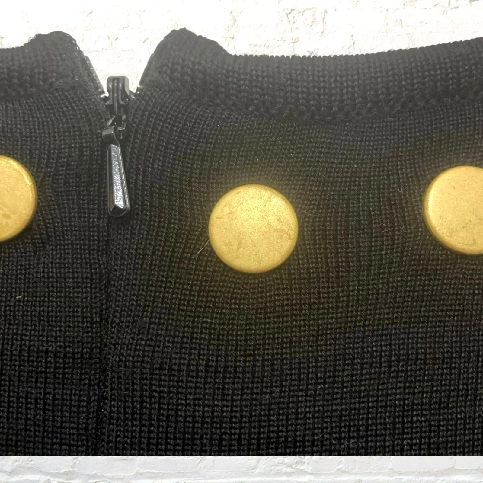 Nina Patrick Sweater Dress Black Gold Snap L Vintage Cozy Statement Size L - Image 7