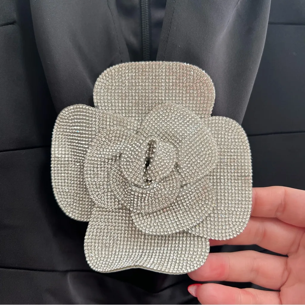 NEW NWT Ramy Brook Denisa Strapless Midi Dress Crystal Flower In Black - Image 7