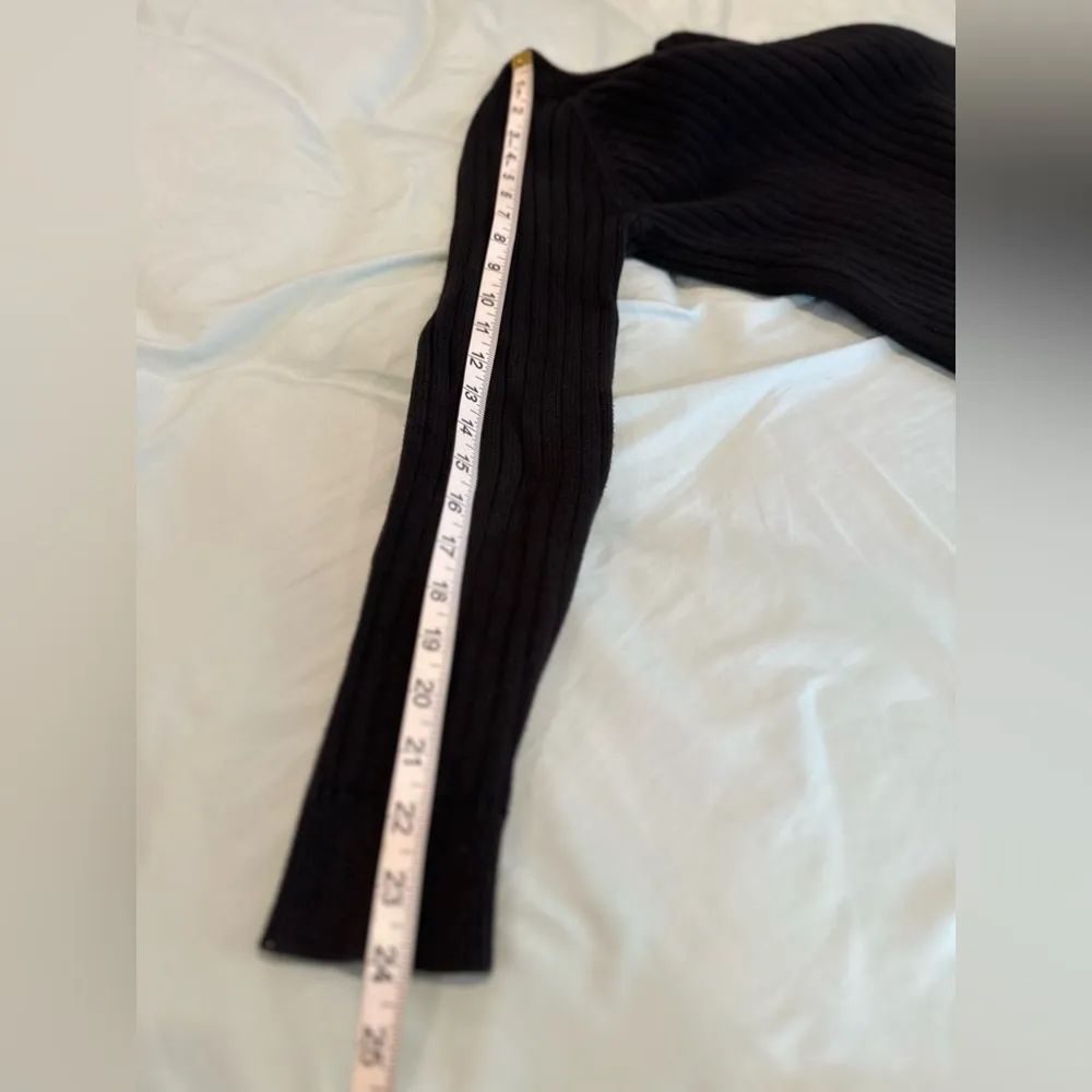 LRL Lauren Jeans Co. Medium Black Ribbed Cotton Sweater, Crew Neck. Zip Neckline - Image 6