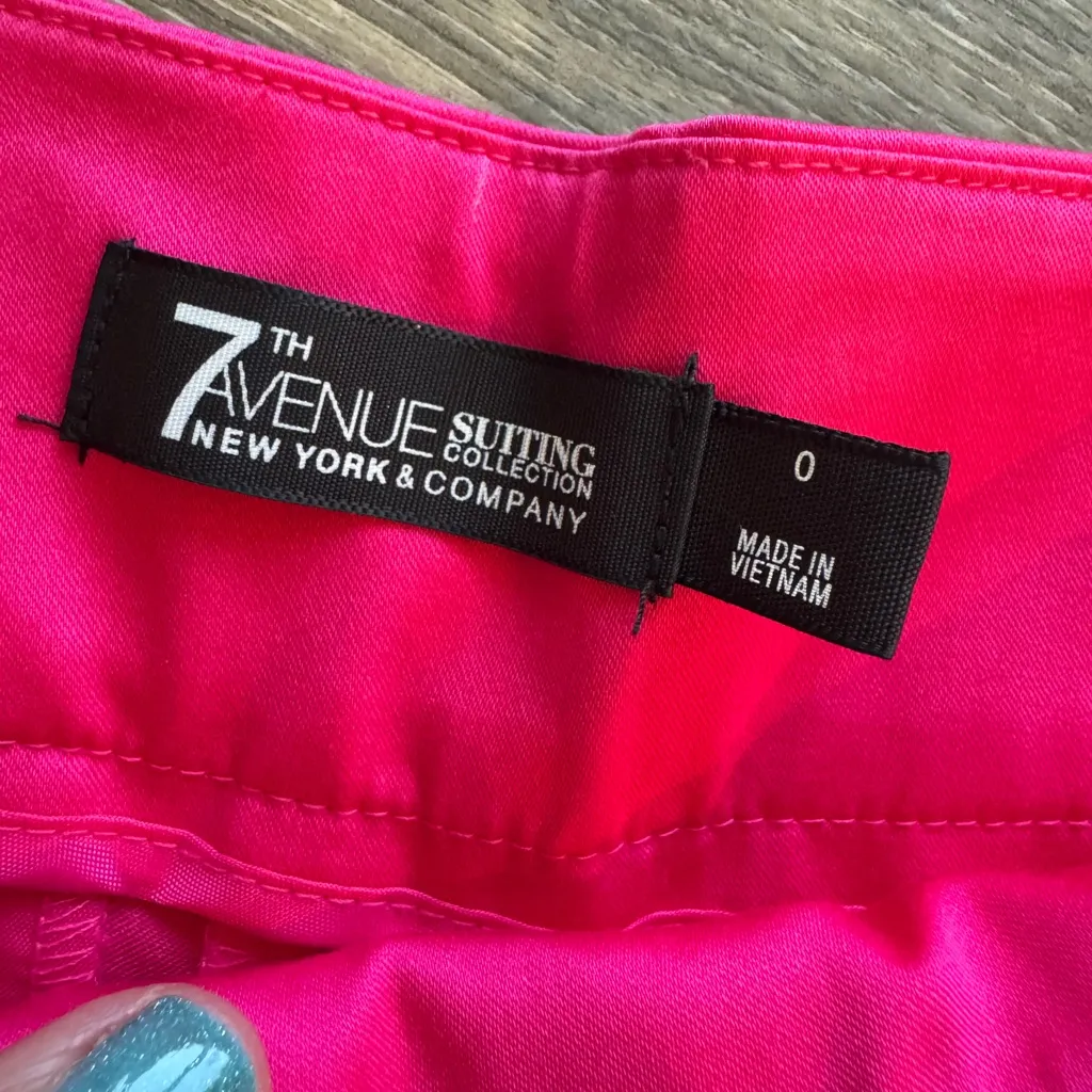 7Th Ave., New York And Company, Hot Pink Capri Slacks Cropped Trousers Size 0 - Image 4