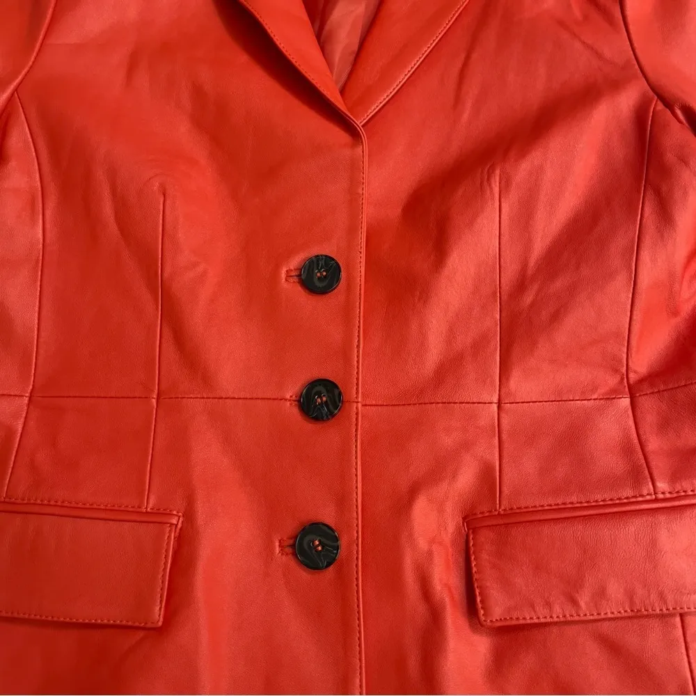 ASOS DESIGN premium Red leather waisted suit blazer size 14 - Image 9