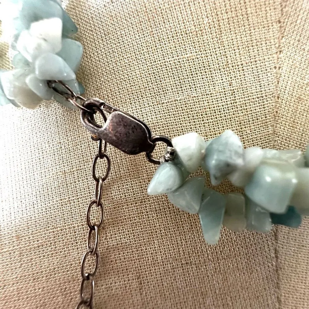 Amazonite Gemstone Chip Sterling silver multi strand necklace Green - Image 6