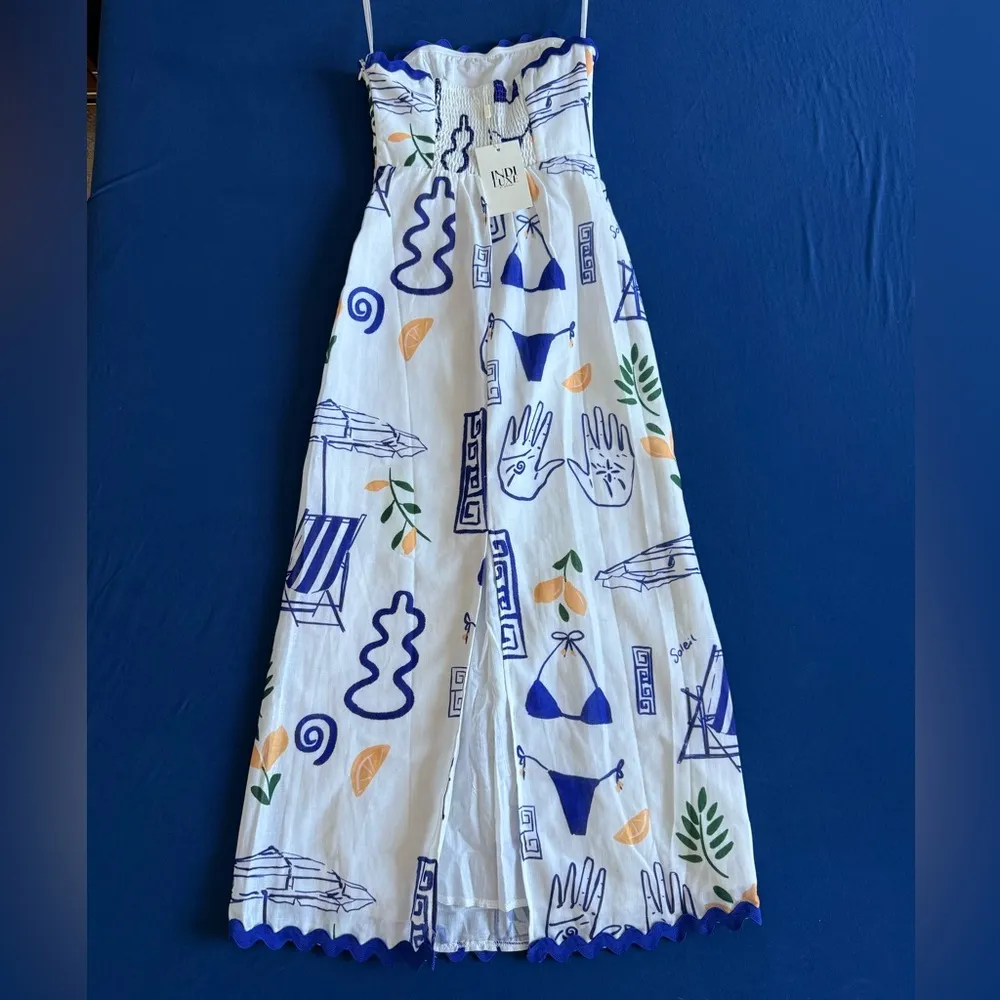 *NWT* Indie Lux Cypress Graphic Strapless Maxi Dress White - Image 4