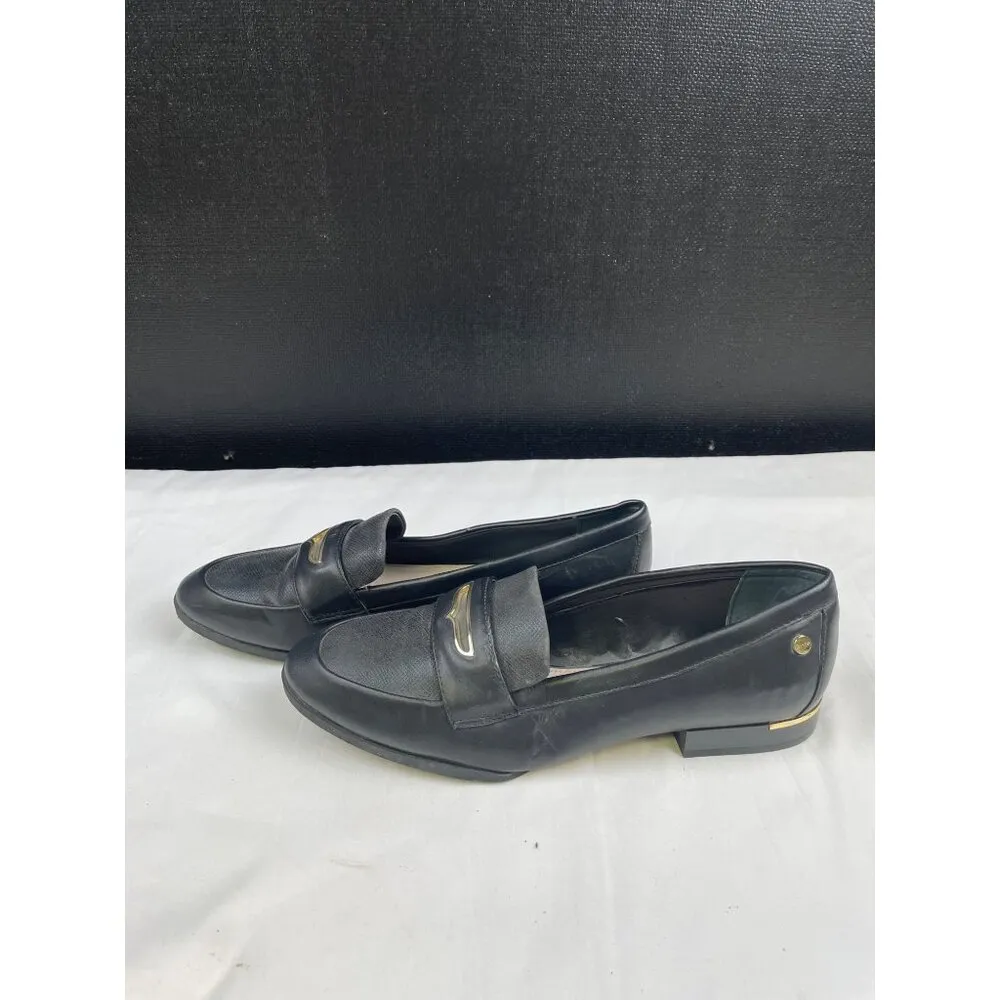 Calvin Klein Women's Black Leather Flats with gold accents/Shoes Size 8 SKU 4167 - Image 5