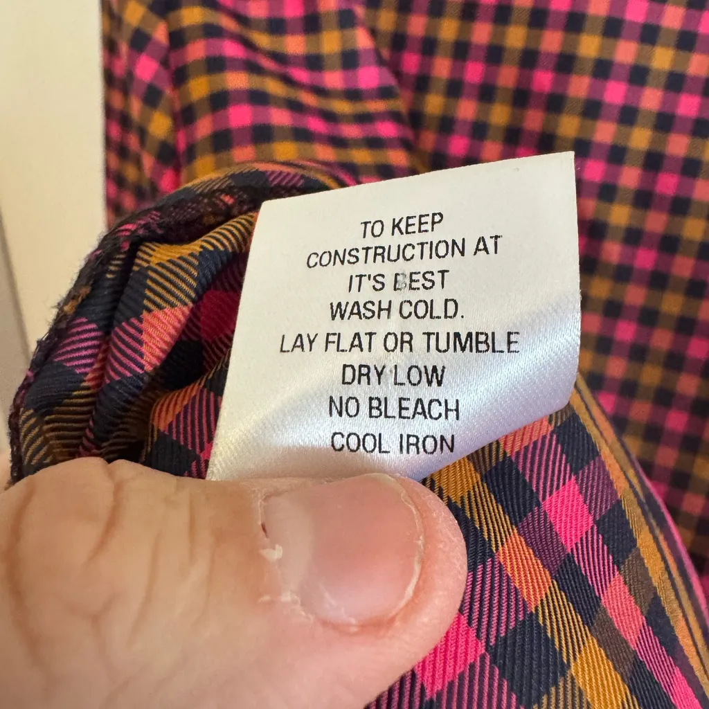 Argent gingham plaid blouse size 10 Pink - Image 8