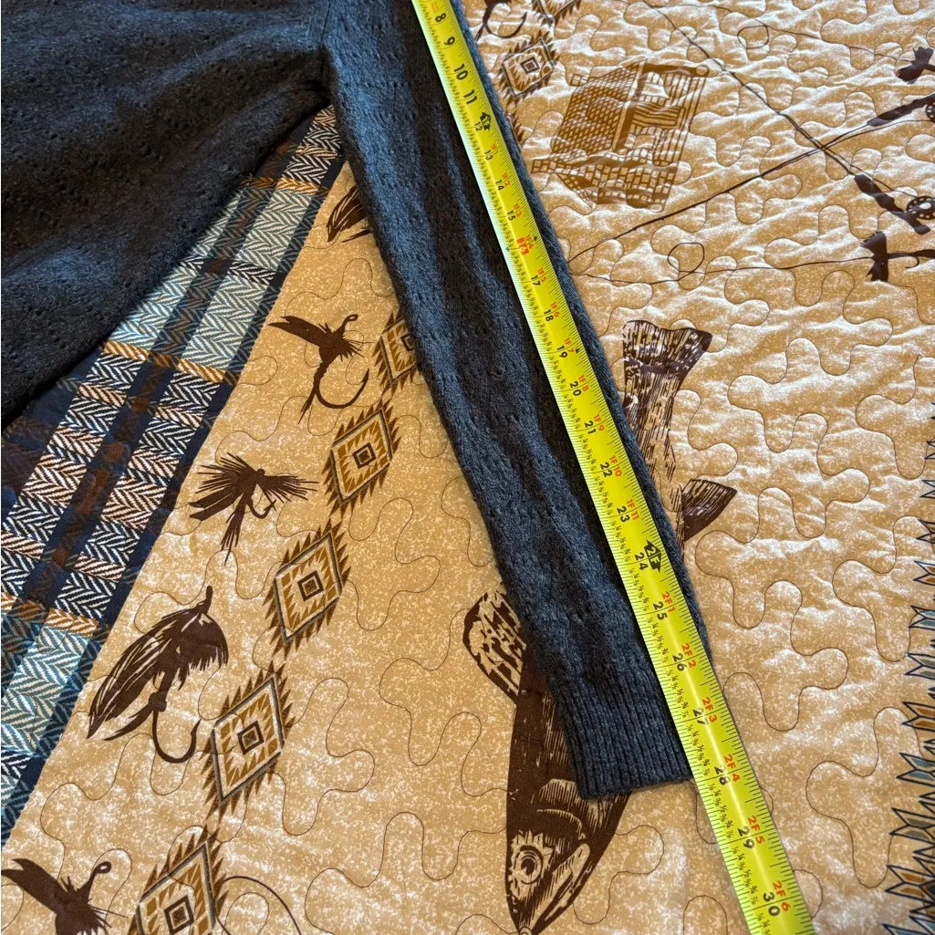 LOFT Dark Gray Wool Cotton Blend Crew Neck Raglan Sleeve Pullover Sweater Wmns M - Image 8