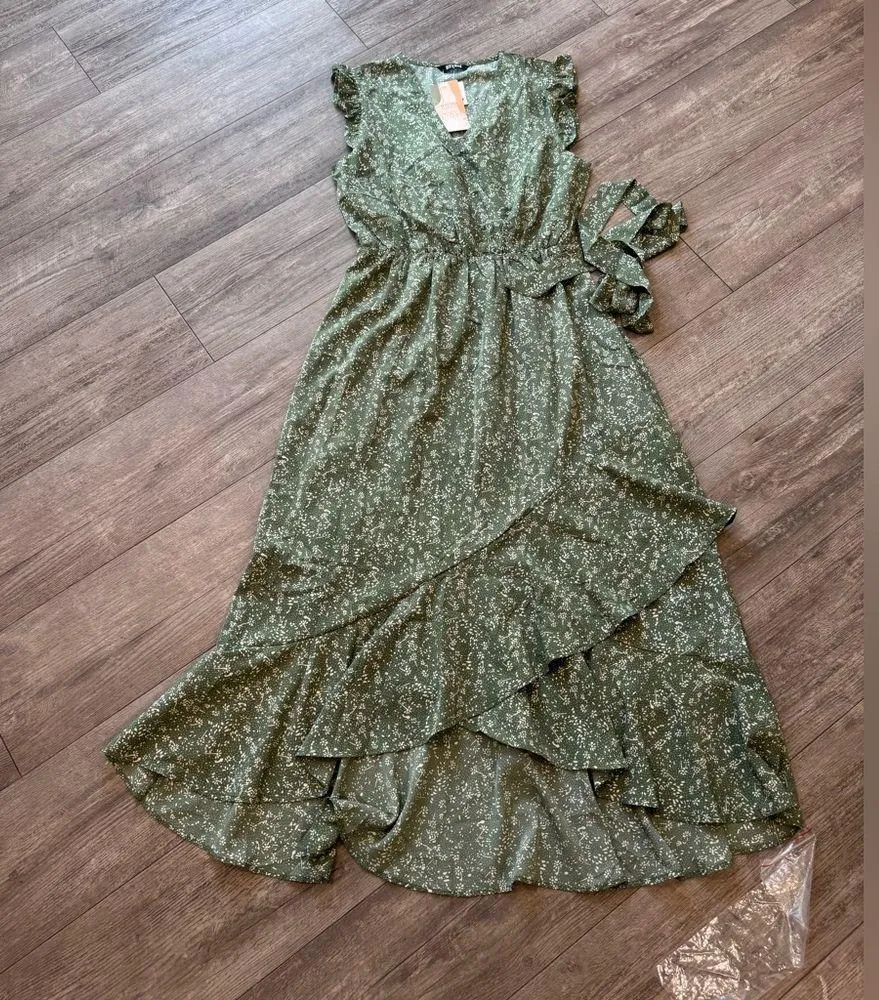 BTFBM Green Asymmetrical Ruffled Sundress Size M - Image 9