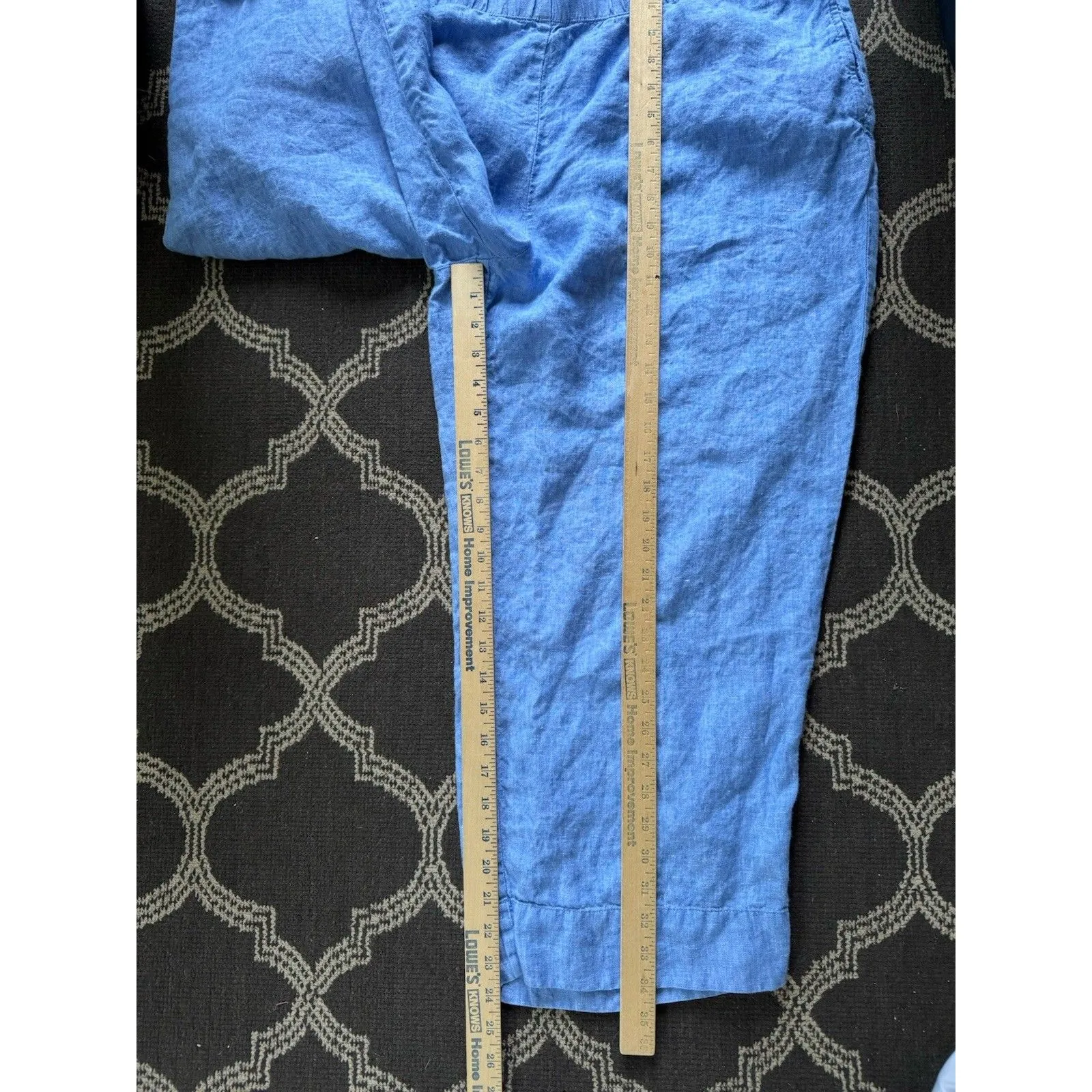 J Jill Love Linen Women’s 100% Linen Blue Pull On Pants With Pockets Size XL - Image 7