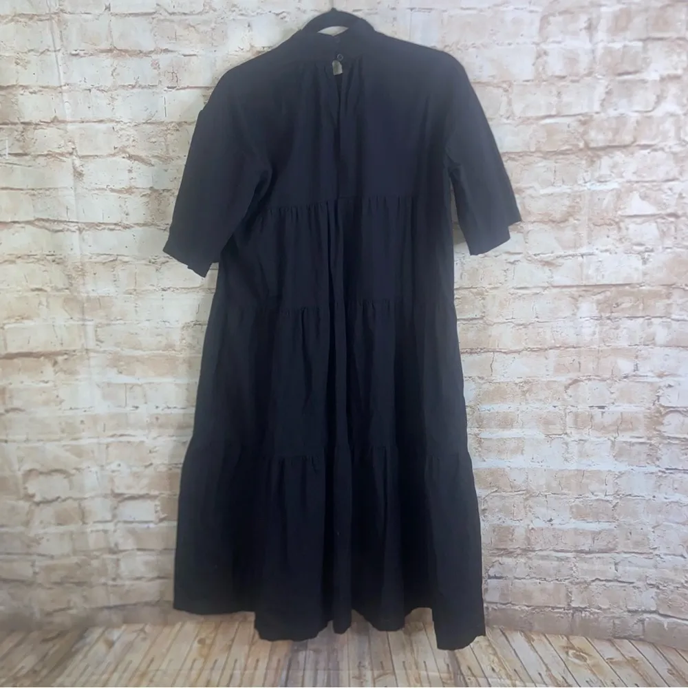 Everlane The Tiered Mock Neck Dress in Black Size Small - Image 7