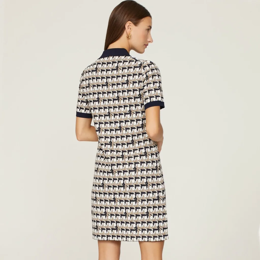 Tory Burch Basketweave Polo Mini dress zip front collar - Image 2