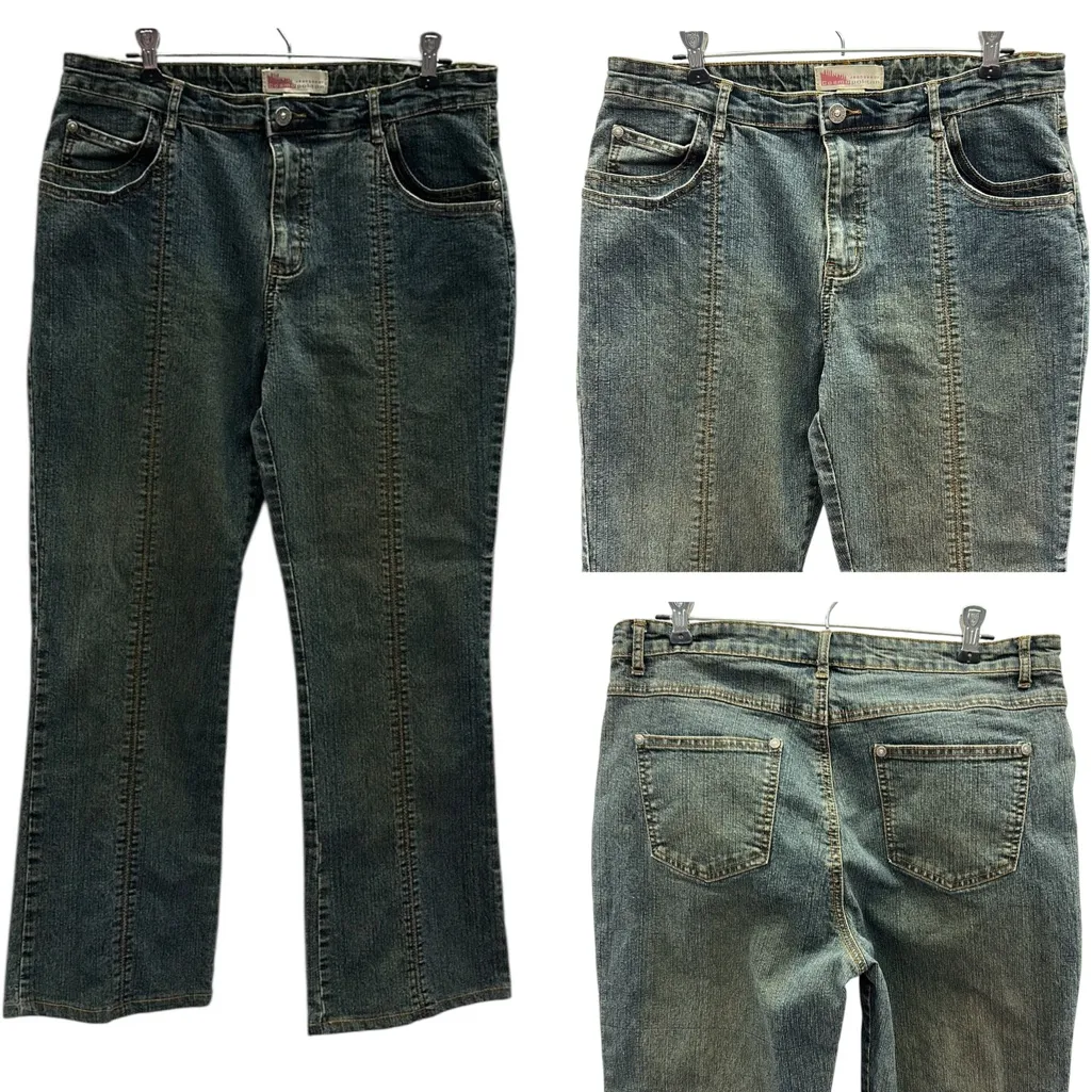 Cosmopolitan High Rise Seam Front Vintage Wash Bootcut Blue Jeans Womens 14 - Image 2