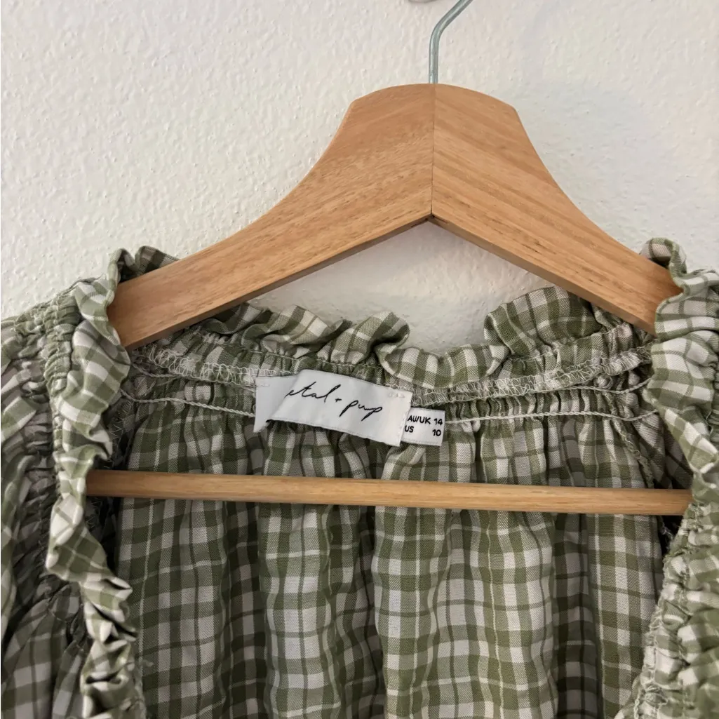 Petal + Pup sorah gingham dress in green - Image 2