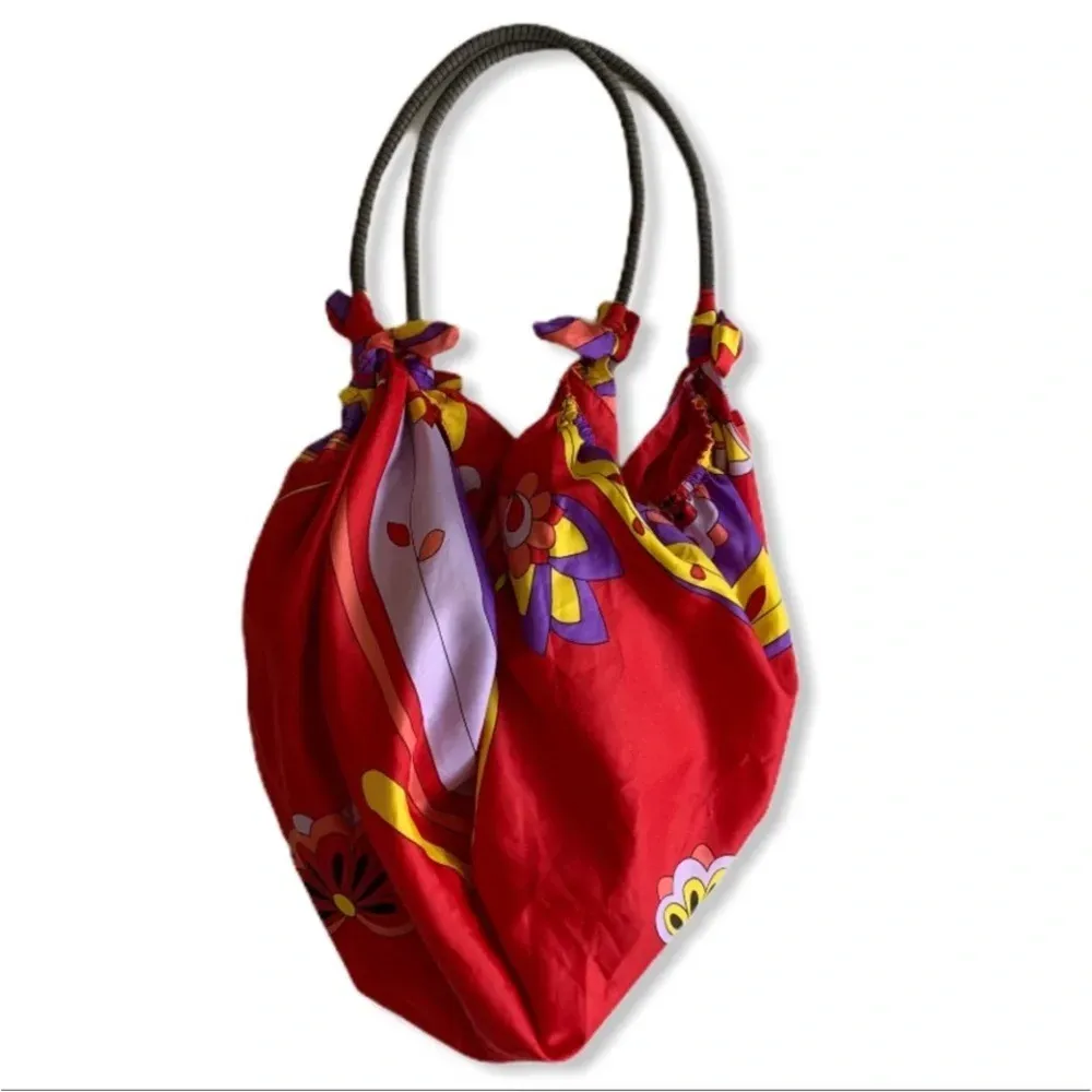 EUC Floral Scarf Hobo Fabric Bag Purse Tote Vintage Y2K EUC‎ - Image 2