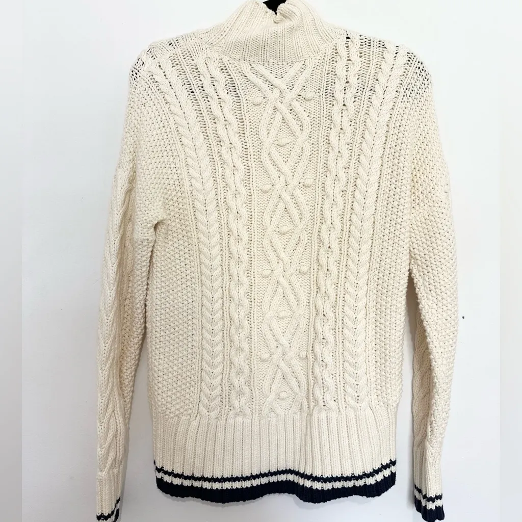 Vineyard Vines Women XS Wool Blend Tipped Island Fisherman Mock Neck Sweater - Image 4