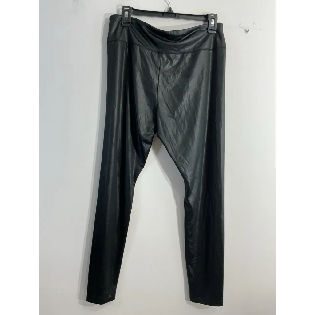 Womans Wild Fable Pullon Leggings Large Black Shiny - Image 2