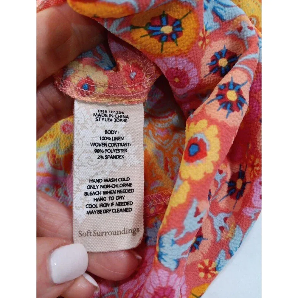 Soft Surroundings Boho Floral Striped Paisly Hippie Lightweight Long Sleeve... - Image 10